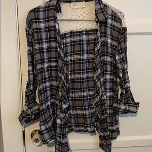 Lace flannel cardigan